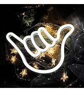 ENUOLI Shaka Hand Neon Signs, Hang Loose LED Hand Neon Light for Wall Decor, USB/Battery Powered ...