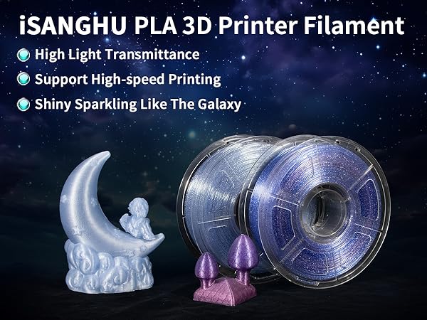 3d printer filament clear filament high speed pla transparent filament glitter shiny filament