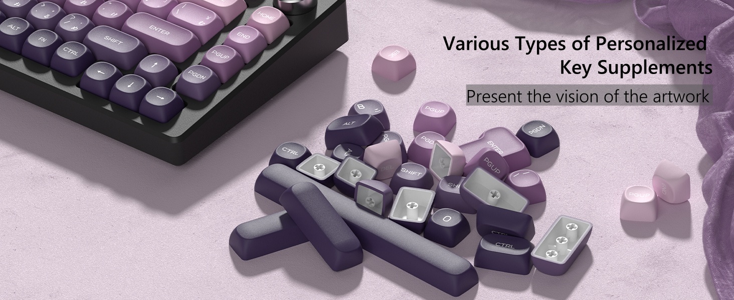 MOA Keycaps, PBT Keycaps, Japanese Keycaps 75 Percent, Gradient Purple Keycaps