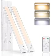 Under Cabinet Lighting 2 Pack, Motion Sensor LED Light, USB Rechargeable, Remote Control, 3 Color...