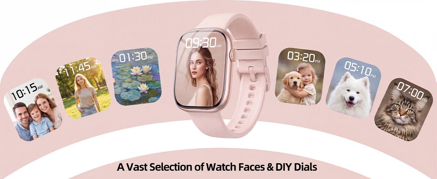 Select from various pre-made faces or upload your photos to create one-of-a-kind watch dials.