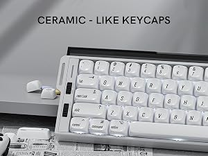 White PBT Keycap Set,Glossy Custom Keycaps Ceramic Style, Dye Sublimation 131-key,MOA Profile Keycap