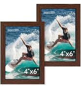 FIXSMITH 4x6 Picture Frame Set of 2, Photo Frame 4x6 with HD Plexiglass, Brown Picture Frames Col...