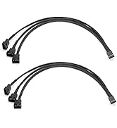 Gavemi Fan Splitter, PWM 4 Pin PC Case Fan Splitter Adapter Cable Compatible 3 Pin Fan, 12.6 inches