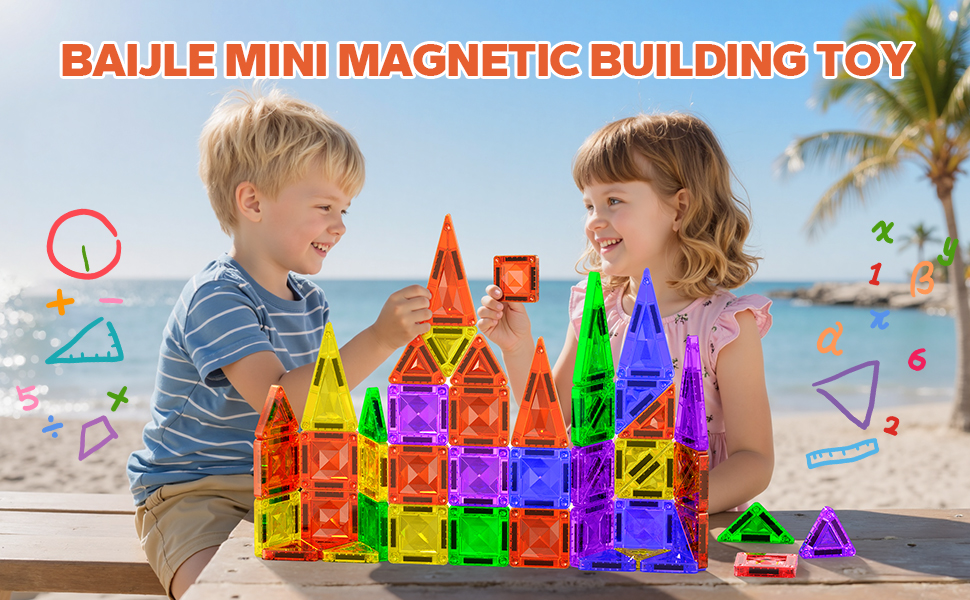 45PCS Diamond Pattern Magnetic Tiles Travel Set with Case