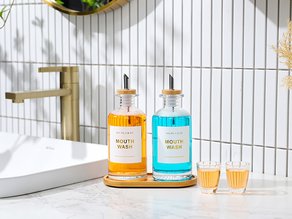 bathroom decor bathroom accessories mouthwash dispenser glass containers with lids