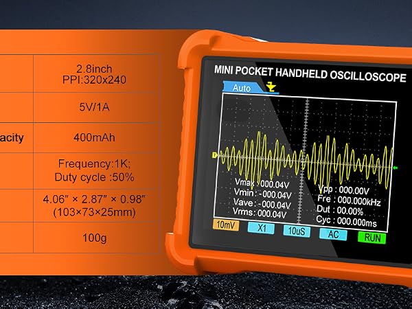 BTMETER mini oscilloscope auto/single trigger scope 250 kHz Bandwidth waveform tool Lab scope gifts