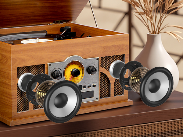record player with speakers