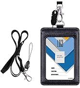 Badge Holder, Wisdompro School Supply 2-Sided PU Leather College ID Badge Card Holder Wallet Case...
