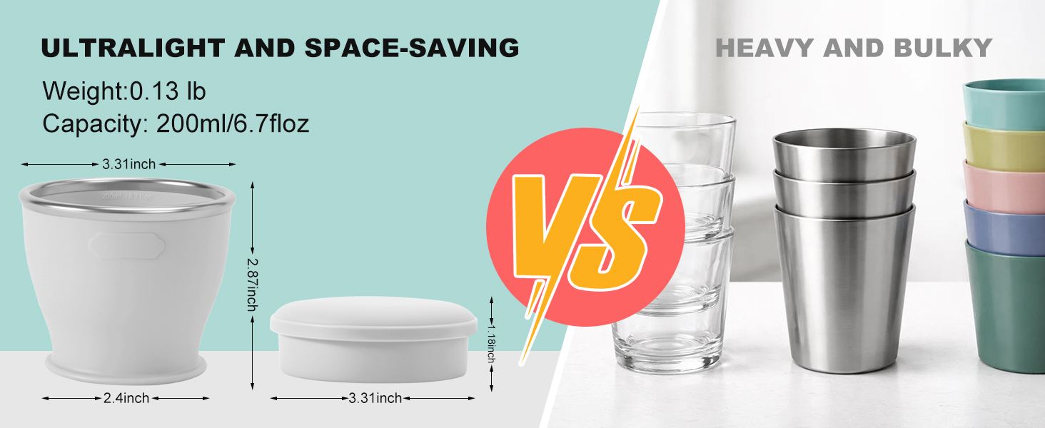 ultralight and space-saving design compared to normal bulky cups