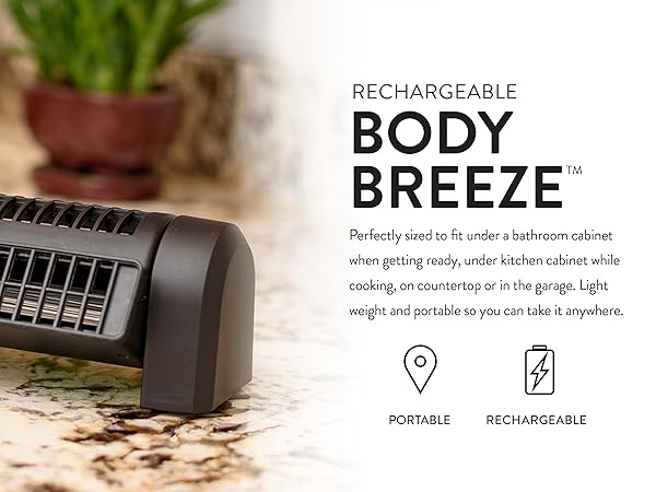 Treva Body Breeze Rechargeable on kitchen counter 