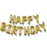 Happy Birthday Banner (3D Gold Lettering) Mylar Foil Letters | Inflatable Party Decor and Event D...