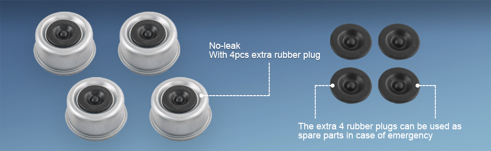 2.72 inchTrailer Hub Bearing Dust Cap with Rubber Plugs