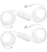 RGBZONE 2 Pack 5V USB Switch Button Extension Cables, USB Male Plug 2 Pin 2 Wire, DIY Pigtail Cab...