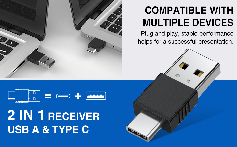 presentation remote with type c and usb receiver