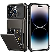 Nvollnoe for iPhone 14 Pro Case with Card Holder[Store 5 Cards] Dual Layer Heavy Duty Shockproof ...