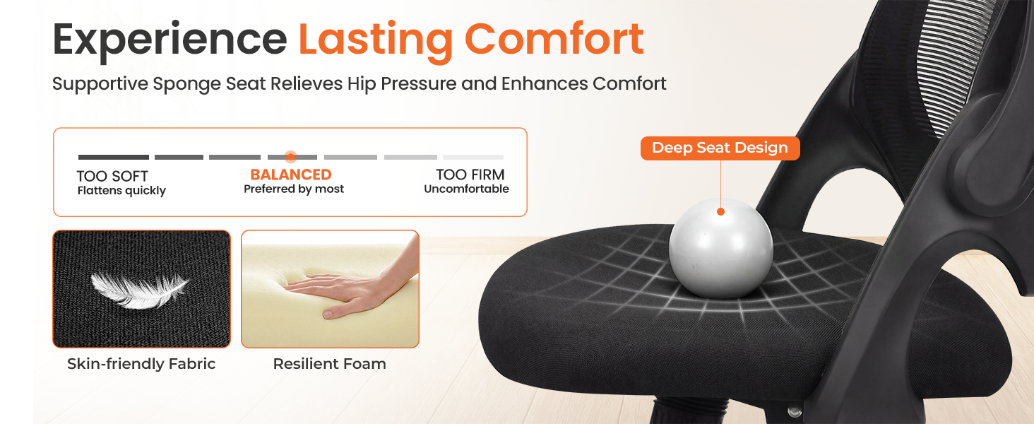 Deep Seat Design Chair with Balanced Foam Cushion for Support
