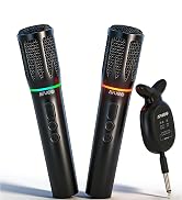 AFUOO Rechargeable Wireless Microphones &amp;amp;amp Bluetooth Dual-Mic Receiver for Karaoke Singing Speaker
