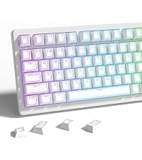 Womier PBT Keycaps Set 130 Keys, Custom White Japanese Keyboard Doubleshot Dye Sub Side Print Shine ...