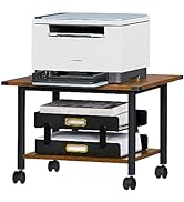 Lerliuo Under Desk Printer Stand, 2-Tier Industrial Mobile Printer Table with Storage Shelf and S...