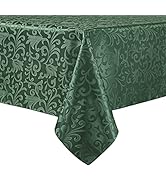 HommxJF Scroll Damask Jacquard Rectangle Green Tablecloth 60"x84",Wipeable Table Cover for Dining...