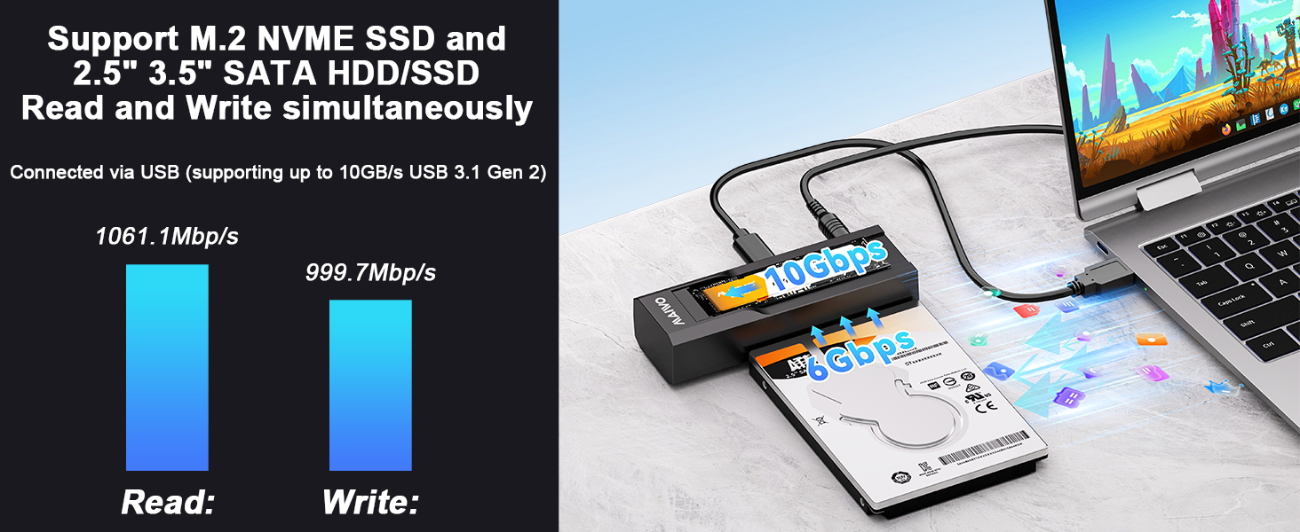 M.2 NVMe to 2.5 3.5 SATA Enclosure cloner