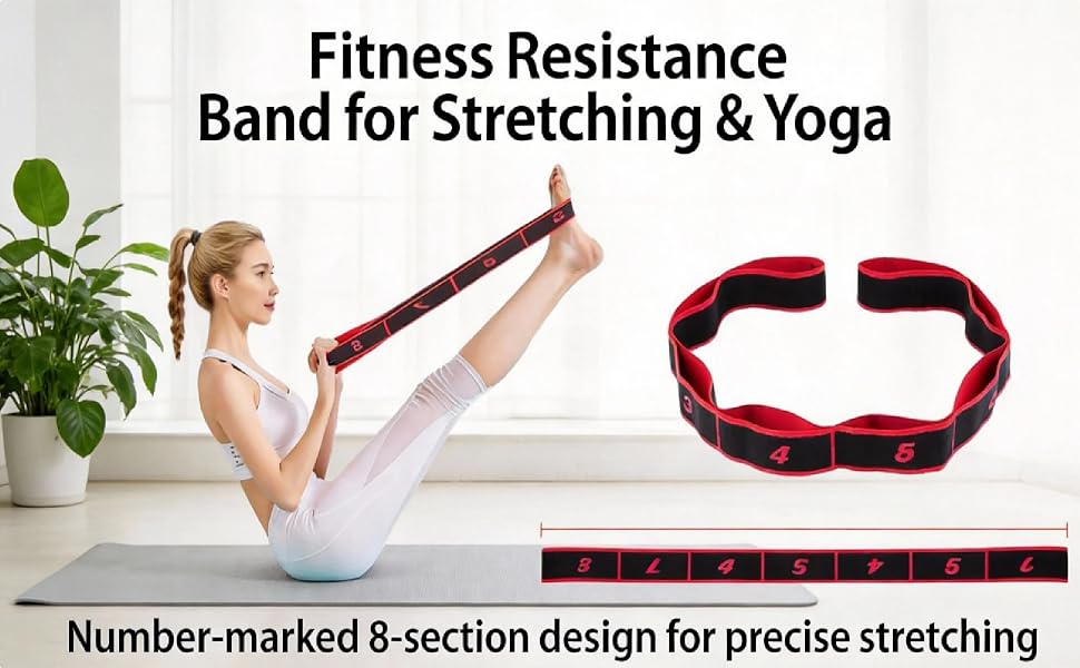 Fitness Resistance Band with Numbered Sections,2026 Elastic Tension Band Exercise Pull Rope