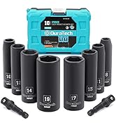 DURATECH 10 Piece 3/8 Inch Drive Impact Socket Set, Including 8PCS Deep Impact Sockets in Metric ...