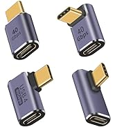 Duttek USB C Extension Adapter 100W, Right Angle USB C Adapter 40Gbps, Up&amp;Down, Middle Bend and S...