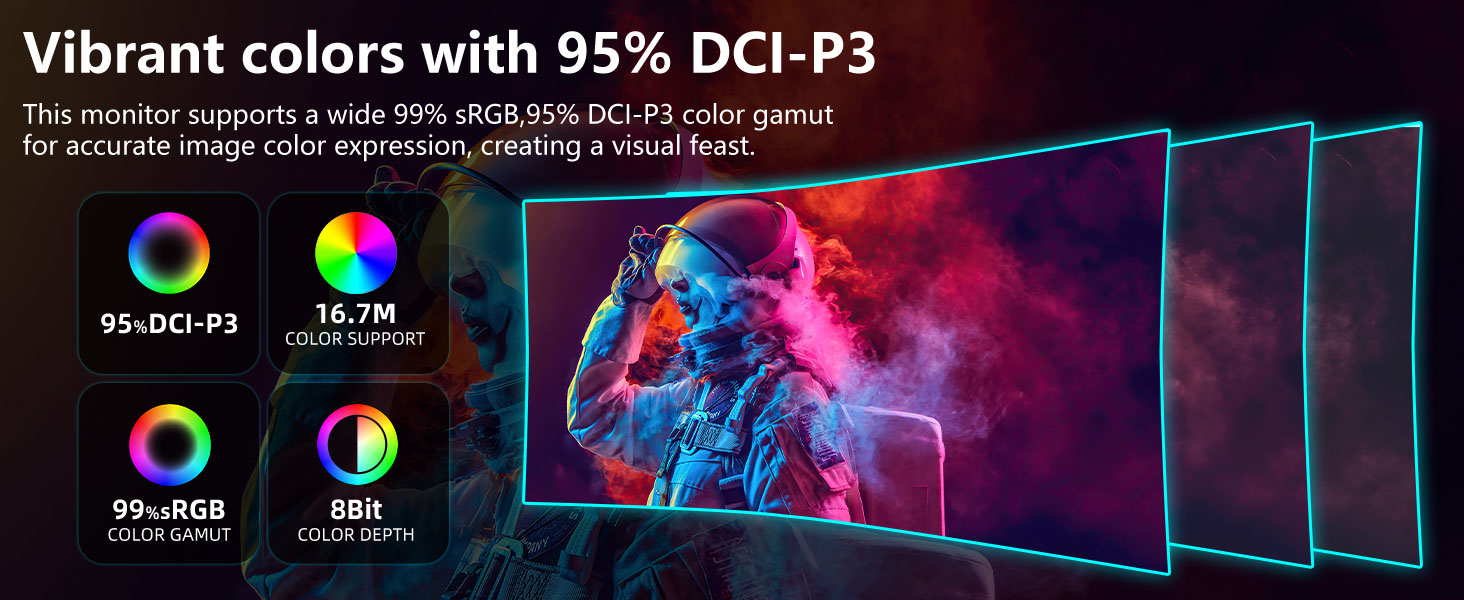 Vibrant colors with 95% DCI-P3
