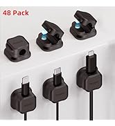 48 Pack Magnetic Cable Clip Organizer Cord Holder, Picozon Adhesive Cable Management, Wire Phone ...