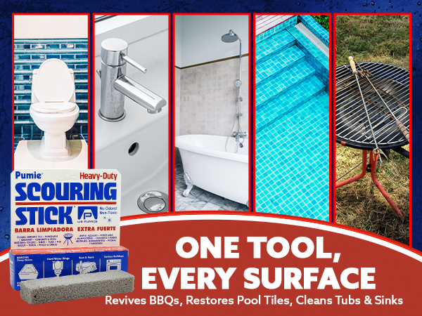  Kitchen Stains, Grill, Scouring Stick for Cleaning Pool, Rust, Toilet Rings &amp; Hard Water Rings 