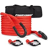FieryRed 3/4” x 20FT Kinetic Recovery Rope Kit with 2 Soft Shackles, 26500LBS MBS Heavy Duty Tow ...