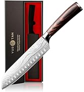 YUSOTAN Japanese Santoku Knife, Professional 7 Inch Chef knife, Vegetable Knife, Japanese High Ca...
