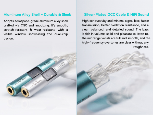 Aluminum Alloy Shell - Durable &amp;amp;Sleek Silver-Plated OCC Cable &amp;amp; HiFi Sound