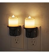 JandCase Flameless Candle Night Light, 2 Pack Night Lights Plug into Wall, 3000K Soft White, 0-10...