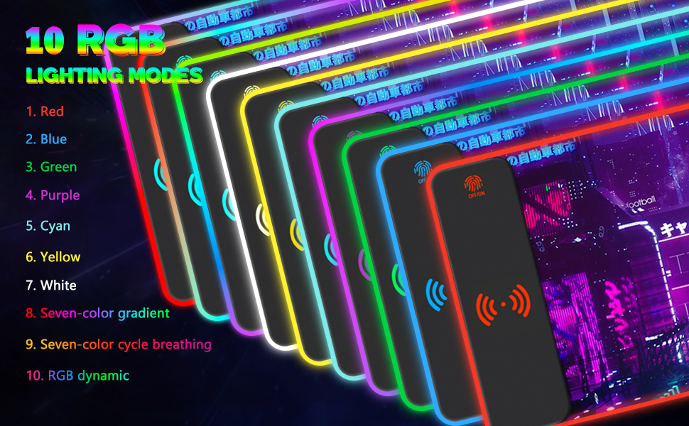 10 rgb light mouse pad