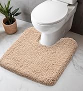 Disolla Toilet Rug U Shaped Beige 23x24 Machine Washable Non Slip Toilet Floor Mat Soft Plush Con...