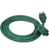 Clear Power 6 ft Outdoor Extension Cord 16/3 SJTW, Lawn &amp; Garden Green Cable for Holiday Decorati...
