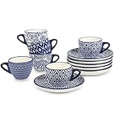 Selamica Ceramic 2 oz Espresso Cups, Small Expresso Coffee Cup Set with Saucers, Porcelain Mini D...