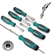 LIBRATON Full-Hollow Nut Driver Set SAE, 12-Point Magnetic Nut Drivers, Hollow Shaft for Long Bol...