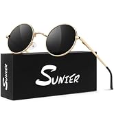 Sunier Round Sunglasses Men Womens Shades Polarized Retro Circle UV400 Sun Glasses