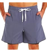 TXJ Sports Men's 2 in 1 Running Shorts 5" Athletic Workout Shorts for Men with Compression Liner ...