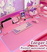 JMIYAV Pink RGB Gaming Mouse Pad 31.5x12 Inch PC XL Large Extended Glowing Led Light Up Desk Pad ...