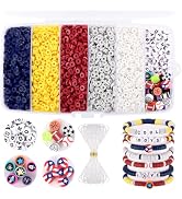 Funtopia 5000 Pcs Heishi Flat Round Clay Beads, DIY Bracelet Making Kit with Letter &amp; Sports Bead...