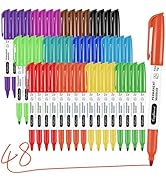 Craftinova Fine Point Permanent Markers Assorted Colors 48 Pcs, Fine Tip Works on Paper, Glass, P...