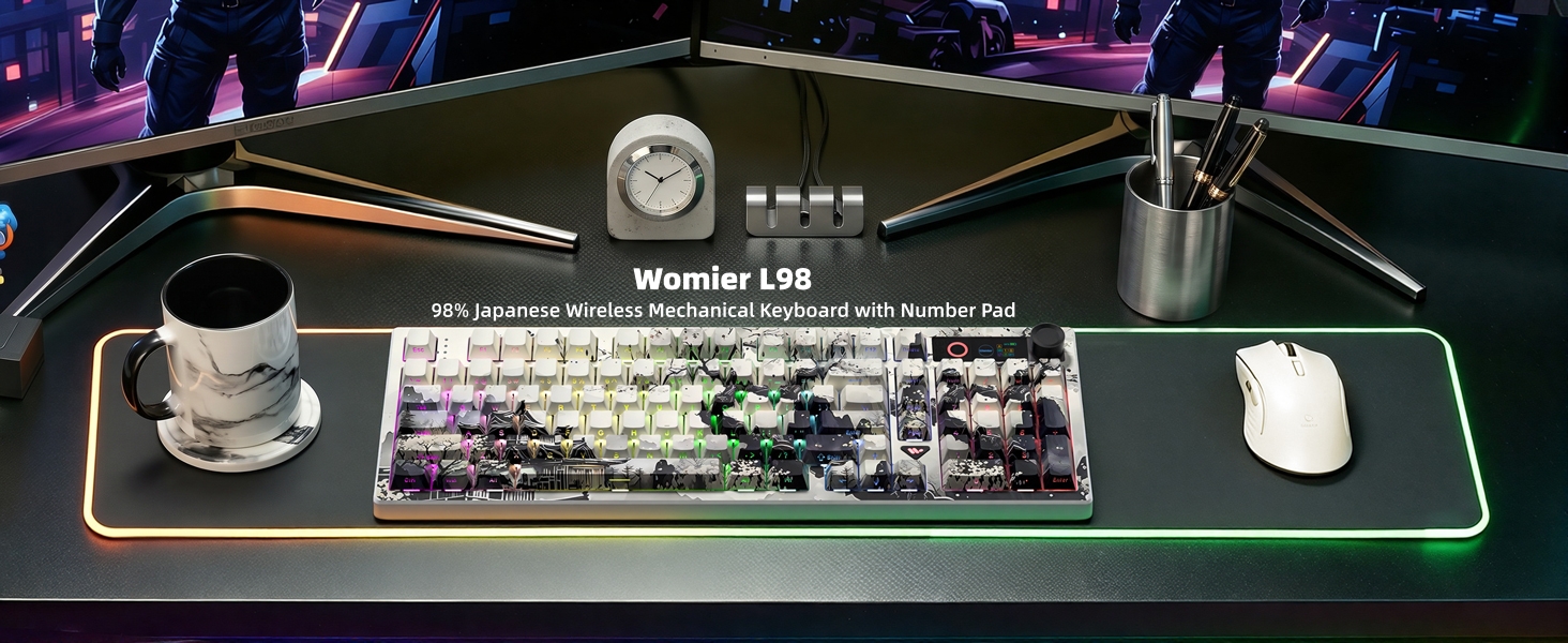 Womier L98 Retro Wireless Mechanical Creamy Keyboard with TFT Screen&amp;amp;Knob