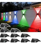 Solar Fence Lights Outdoor, 10-Pack Fence Lights Solar Powered with Up/Down Buttons, IP67 Waterpr...