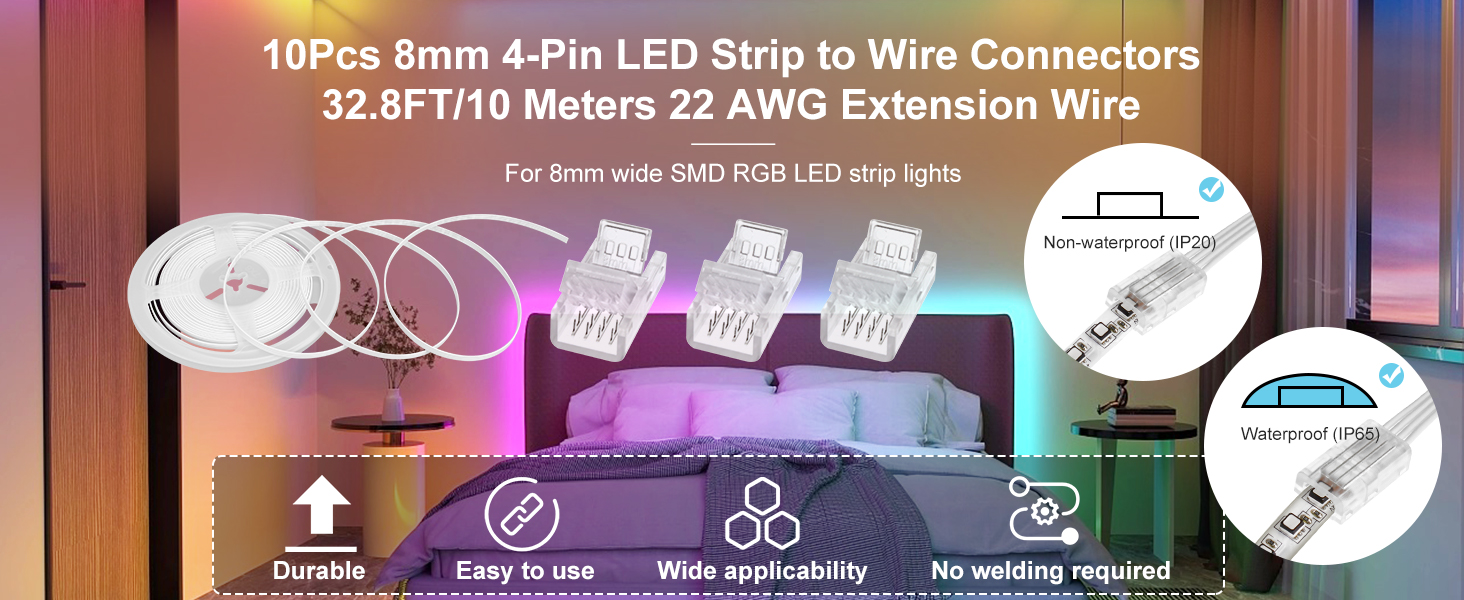8mm rgb led connector