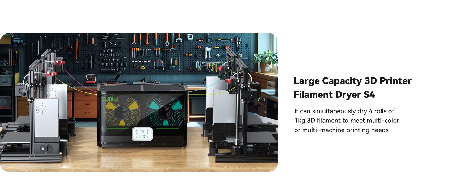 SUNLU Official Filament Dryer S4, 4 Spools Capacity, Efficient Heating to 70?